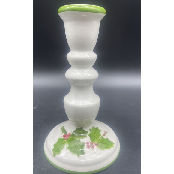 VTG Laurie Gates Los Angeles Pottery CHRISTMAS Candle Holders 7” Set of 2 - Picture 6 of 9